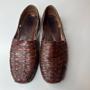 Sunsteps Hand Woven Men’s brown Leather Closed Toe Sandals Slip On Size 10